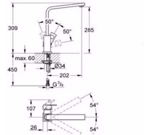 Смеситель для кухни GROHE Eurocube хром 31255000