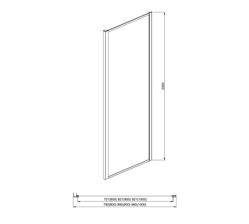 Душевая стенка Aquanet Aria неподвижная 800x2000 мм черный прозрачное стекло AQ ARI WA 08020BL