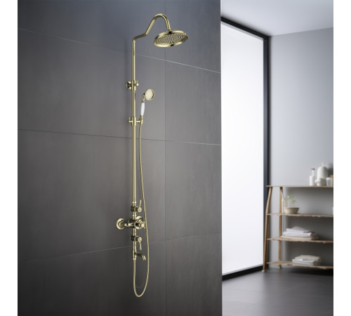 Душевая система Aquanet Классик AQ2543PG термостатическая с изливом 220 мм полированное золото AQ2543PG