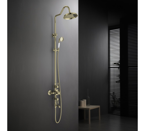 Душевая система Aquanet Классик AQ2543PG термостатическая с изливом 220 мм полированное золото AQ2543PG