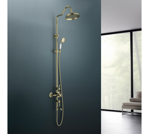 Душевая система Aquanet Классик AQ2543PG термостатическая с изливом 220 мм полированное золото AQ2543PG