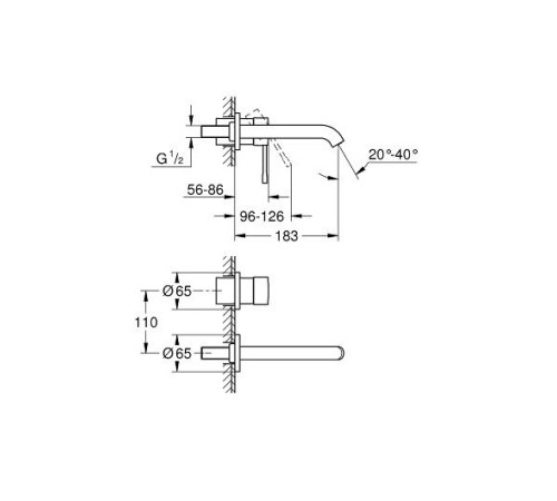 Смеситель для раковины настенный GROHE Essence M-Size на 2 отверстия хром 19408001