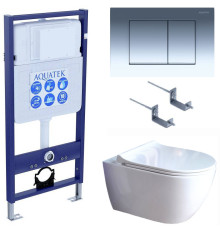 Комплект инсталляции 4 в 1 Aquatek Поларис (рама Standard, унитаз AQ0700-01, сиденье soft-close, панель KDI-0000010) ПОЛАРИС-01-010