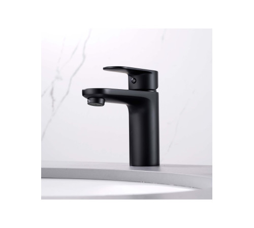 Смеситель для раковины Aquanet Ника 90 мм без донного клапана матовый черный AQ1810MB