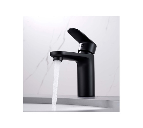 Смеситель для раковины Aquanet Ника 90 мм без донного клапана матовый черный AQ1810MB