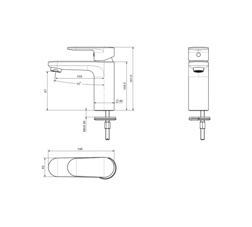 Смеситель для раковины Aquanet Ника 90 мм без донного клапана хром AQ1810CR