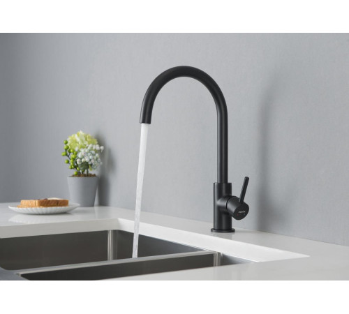 Смеситель для кухни Aquanet Европа матовый черный AQ1382MB