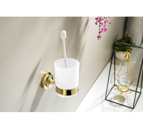 Стакан с держателем Aquatek Классик полированное золото AQ4504PG