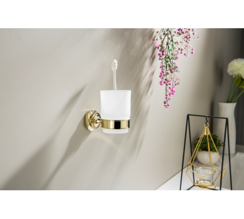 Стакан с держателем Aquatek Классик полированное золото AQ4504PG