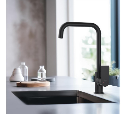 Смеситель для кухни Aquanet ЛИРА матовый черный AQ1480MB