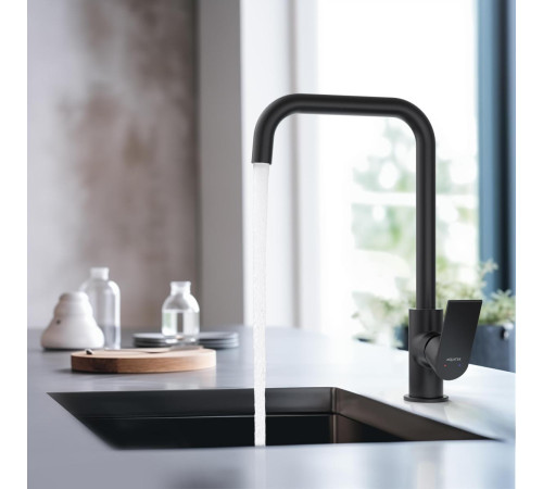 Смеситель для кухни Aquanet ЛИРА матовый черный AQ1480MB