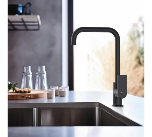 Смеситель для кухни Aquanet ЛИРА матовый черный AQ1480MB