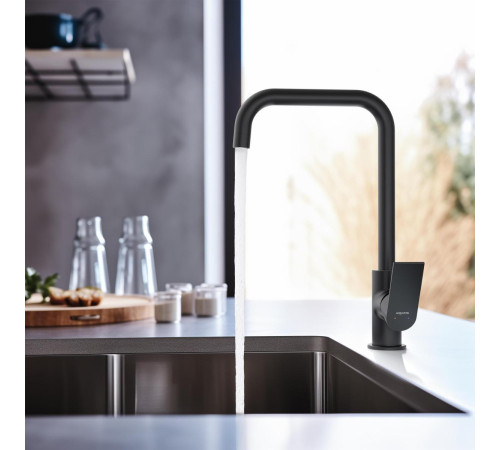 Смеситель для кухни Aquanet ЛИРА матовый черный AQ1480MB