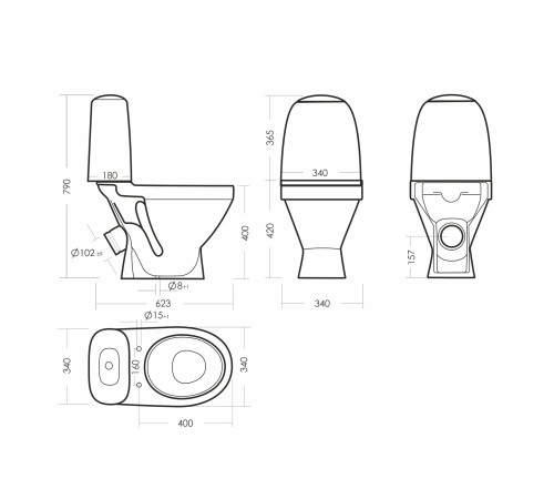 Умывальник пьедестальный Керамин Виктория 60 Белый WB.PD/Victoria/60-C/WHT.G/S1