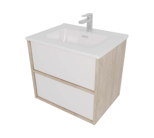 Комплект мебели Aquatek ЛИБРА 60 тумба с раковиной AQ0460-00 2 ящика белый матовый/дуб давос AQ66060-DO-MW