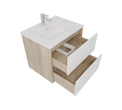Комплект мебели Aquatek ЛИБРА 60 тумба с раковиной AQ0460-00 2 ящика белый матовый/дуб давос AQ66060-DO-MW
