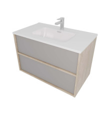 Комплект мебели для ванной AQUATON Либра 80 см тумба с раковиной AQ0480-00 серый туман/дуб давос AQ66080-DO-LG