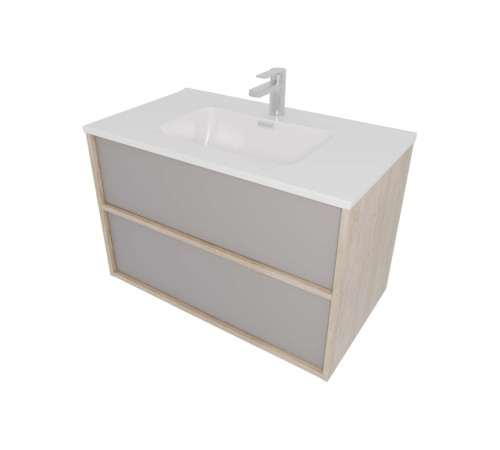 Комплект мебели для ванной AQUATON Либра 80 см тумба с раковиной AQ0480-00 серый туман/дуб давос AQ66080-DO-LG