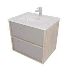 Комплект мебели Aquatek ЛИБРА 60 тумба с раковиной AQ0460-00 2 ящика серый туман/дуб давос AQ66060-DO-LG