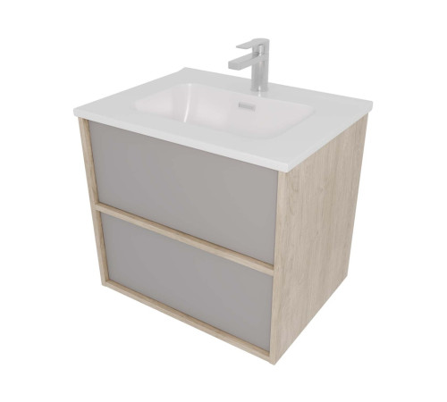 Комплект мебели Aquatek ЛИБРА 60 тумба с раковиной AQ0460-00 2 ящика серый туман/дуб давос AQ66060-DO-LG