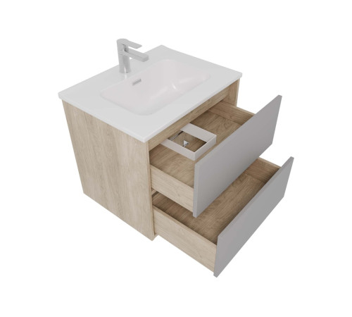 Комплект мебели Aquatek ЛИБРА 60 тумба с раковиной AQ0460-00 2 ящика серый туман/дуб давос AQ66060-DO-LG