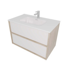 Комплект мебели для ванной AQUATON Либра 80 см тумба с раковиной AQ0480-00 белый матовый/дуб давос AQ66080-DO-MW