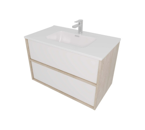 Комплект мебели для ванной AQUATON Либра 80 см тумба с раковиной AQ0480-00 белый матовый/дуб давос AQ66080-DO-MW
