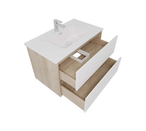 Комплект мебели для ванной AQUATON Либра 80 см тумба с раковиной AQ0480-00 белый матовый/дуб давос AQ66080-DO-MW