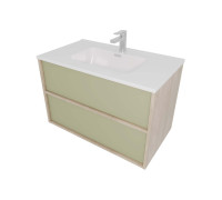 Комплект мебели для ванной AQUATON Либра 80 см тумба с раковиной AQ0480-00 шалфей зеленый/дуб давос AQ66080-DO-GS