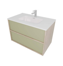 Комплект мебели для ванной AQUATON Либра 80 см тумба с раковиной AQ0480-00 шалфей зеленый/дуб давос AQ66080-DO-GS