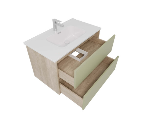 Комплект мебели для ванной AQUATON Либра 80 см тумба с раковиной AQ0480-00 шалфей зеленый/дуб давос AQ66080-DO-GS
