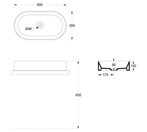Раковина накладная Alice Ceramica Spy Oval 65x36x12 см белый глянцевый 34240101