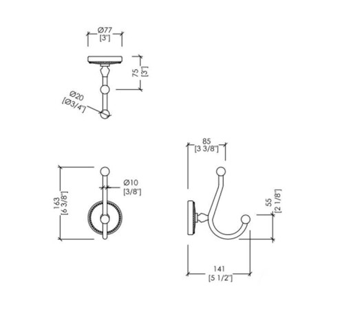 Крючок для полотенец Devon&Devon Dorothy подвесной золото светлое/белый DOR413OT
