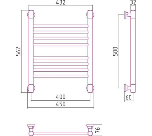 Полотенцесушитель водяной Сунержа Богема+ прямая 400x500 мм без покрытия 00-0220-5040