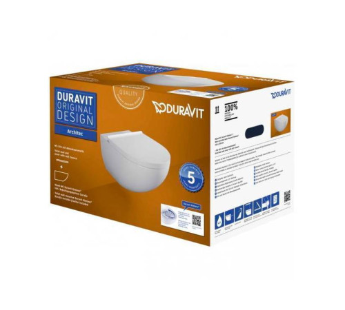 Комплект унитаз подвесной Duravit Architec Rimless 57х36 см и сиденье с микролифтом 45726900A1