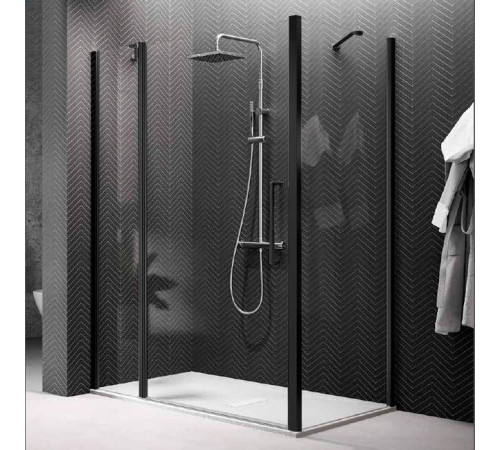 Душевой угол Novellini Young 120х80х200 см прозрачное стекло черный матовый Y22P117-1H/R80LOU450-H/Y2F1B79-1H