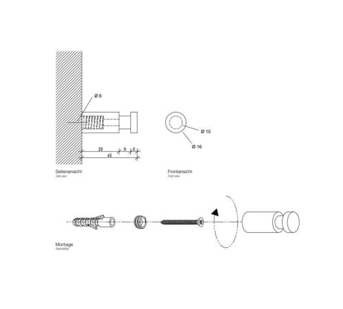 Крючок для полотенец Decor Walther Basic WH 1 подвесной хром 0900500