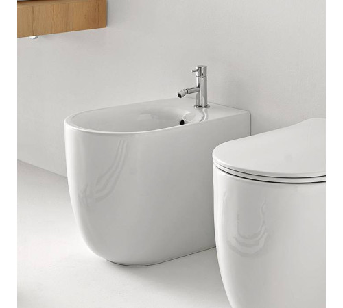 Биде напольное Kerasan Nolita 55х35 см с 1 отверстием и креплениями WB5N белый 532001