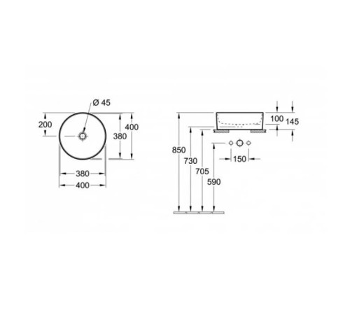 Раковина накладная Villeroy & Boch Collaro 400х400 мм TitanCeram 4A184001