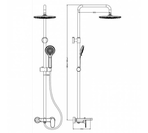 Душевая стойка с верхним душем Boheme Spectre хром глянцевый 458-CR