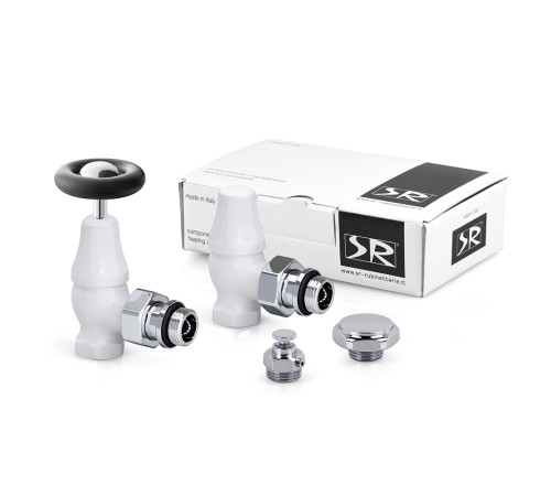 Комплект вентилей SR Rubinetterie Old Style 1/2 угловой с маховиком белый K390-1500VC0A