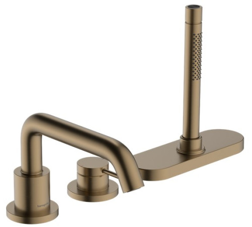 Смеситель на борт ванны hansgrohe Tecturis S на 3 отверстия с sBox шлифованная бронза 73447140