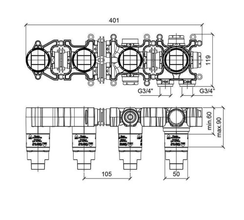 Встраиваемая часть смесителя Almar Modular однорычажного для ванны E169005