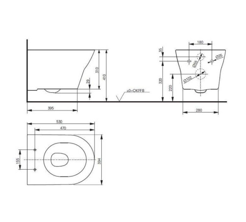 Унитаз подвесной TOTO MH безободковый 39.4x53x33.9 см белый CW162Y#XW