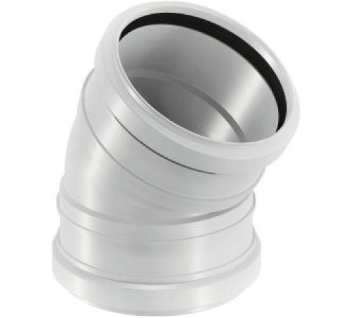 Отвод канализационный однораструбный Uponor Decibel 110 мм 30° ПП белый 1000208