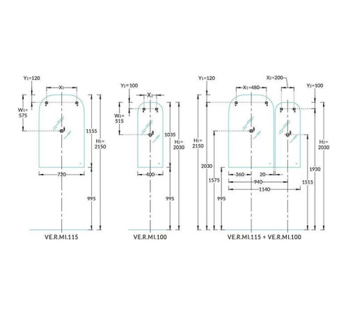 Зеркало Kerama Marazzi Vetrata R 72х115.5 см с подсветкой и антизапотеванием VE.R.mi.115\WHT