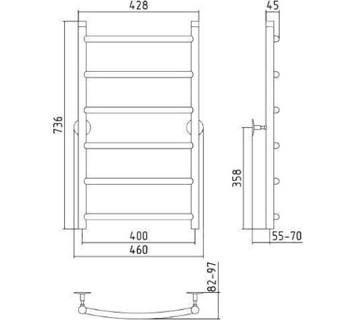 Полотенцесушитель водяной Стилье Универсал-50 46x73.6 см 00650-8040