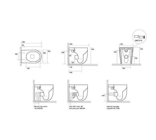 Унитаз безободковый пристенный Kerasan Nolita 55х35 см Tornado с креплениями WB5N черный матовый 531931