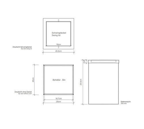 Корзина для бумаги Decor Walther DW 113 20x20x30 см с крышкой сталь полированная 0610170