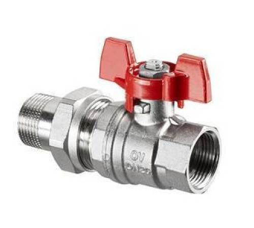 Кран шаровой Oventrop Optibal полнопроходной DN 25 1 НВ ручка-бабочка с ниппелем и накидной гайкой 1075808